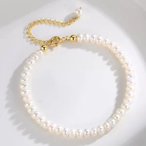 S925 silver bracelet with natural pearls