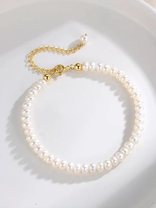 S925 silver bracelet with natural pearls