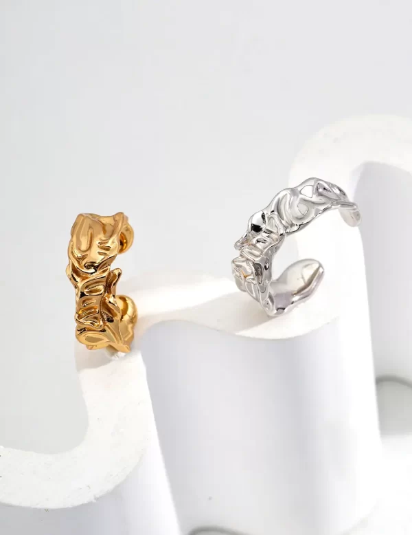 Innovative design S925 silver irregular ring in gold and silver color.